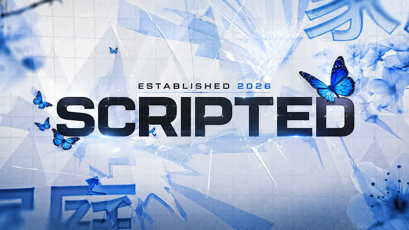 Icy blue SCRIPTED artwork with butterflies